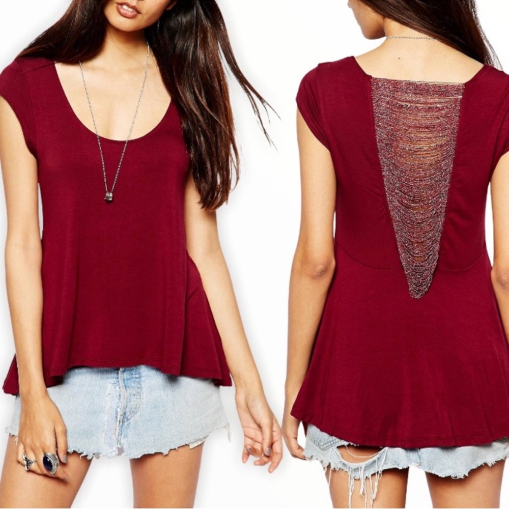 Size M | Free People | dark cherry | Gatsby Fit & Flare Top